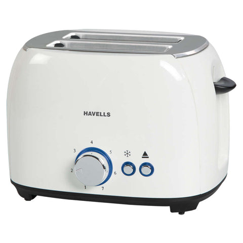 Havells Crust 2 Slice illuminated Defrost & Reheat Crumb tray White 800W GHCPTAZW080