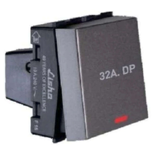 Lisha DP Switch With Indicator 32A 240V 2Module Grey 7010