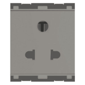 Norisys Cube Series 3+2 Pin Shuttered Socket(Round & Flat) 6A 2Module C5212 .02