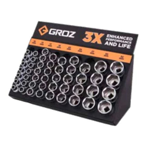 Groz Socket Merchandiser Socket Set SKT/H/1-2/UG/ST50