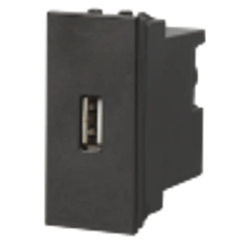 Crabtree USB Charging Socket 2.1A Single Port Glossy Black ACSKGXB002