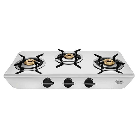 Preethi Stylo Steel Slim Gas Stove 3 Burner Stainless Steel