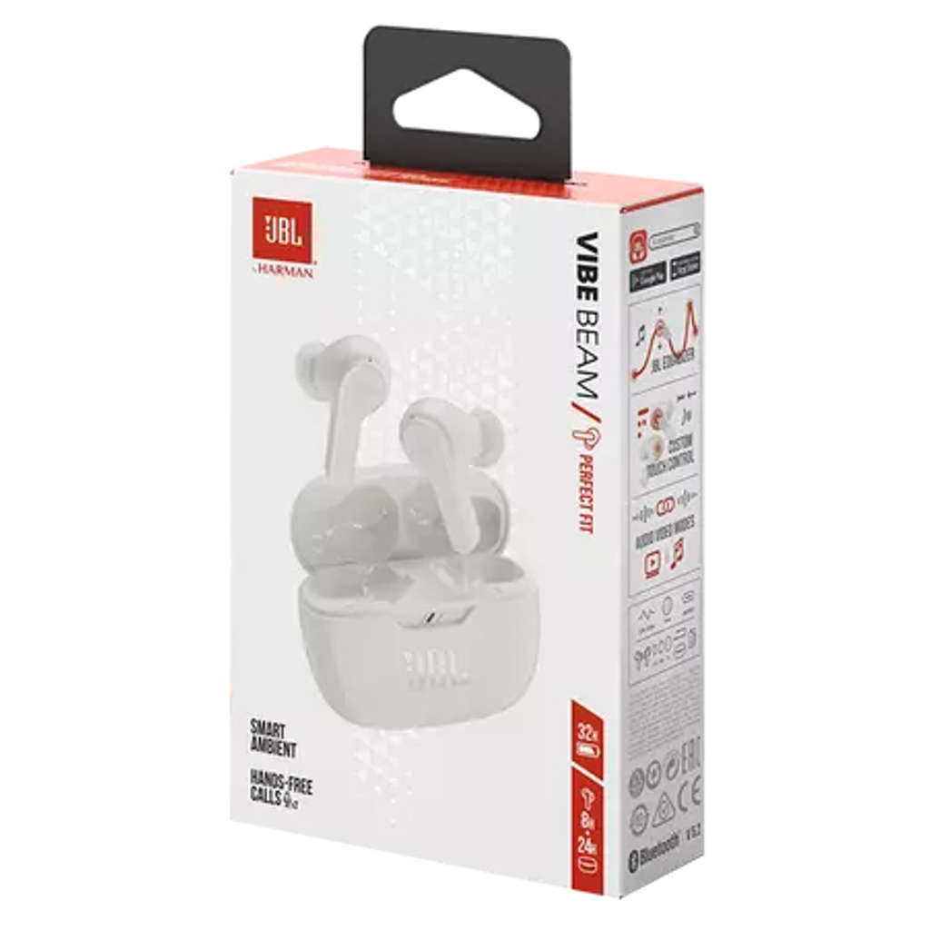 JBL Wave Beam In-Ear True Wireless Earbuds With Mic White JBLWBEAMWHT