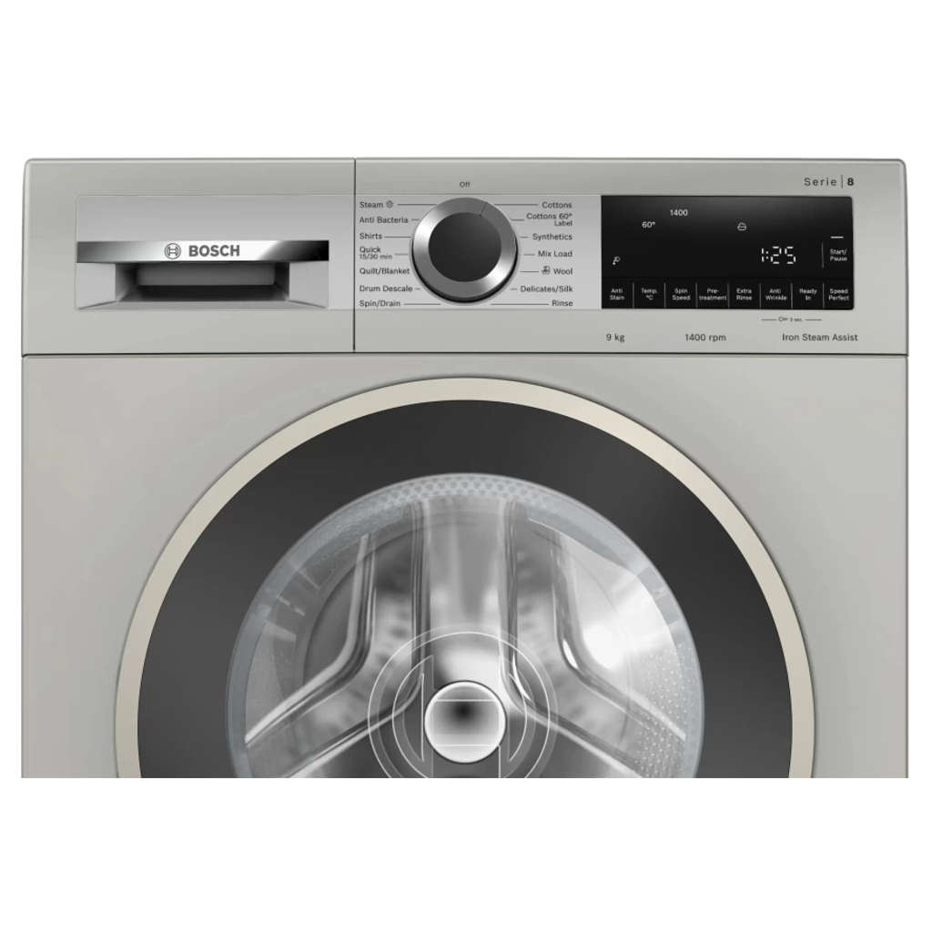 Bosch Series 8 Fully Automatic Front Load Washing Machine 9 Kg Silver Inox WGA2440XIN