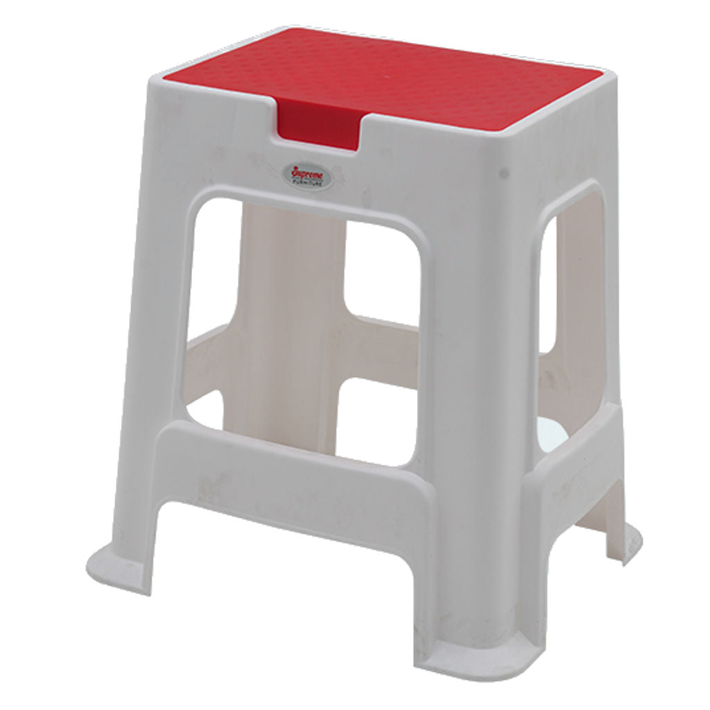 Supreme Slice Multipurpose Plastic Stool Red-White