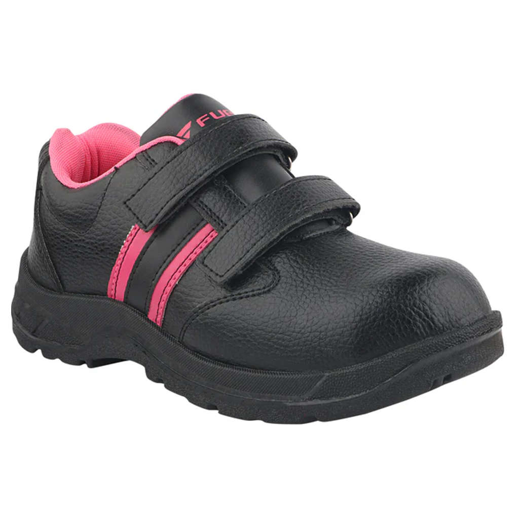 Fuel Riga Leather Safety Shoes For Women Steel Toe Cap With Single Density PVC Sole Black