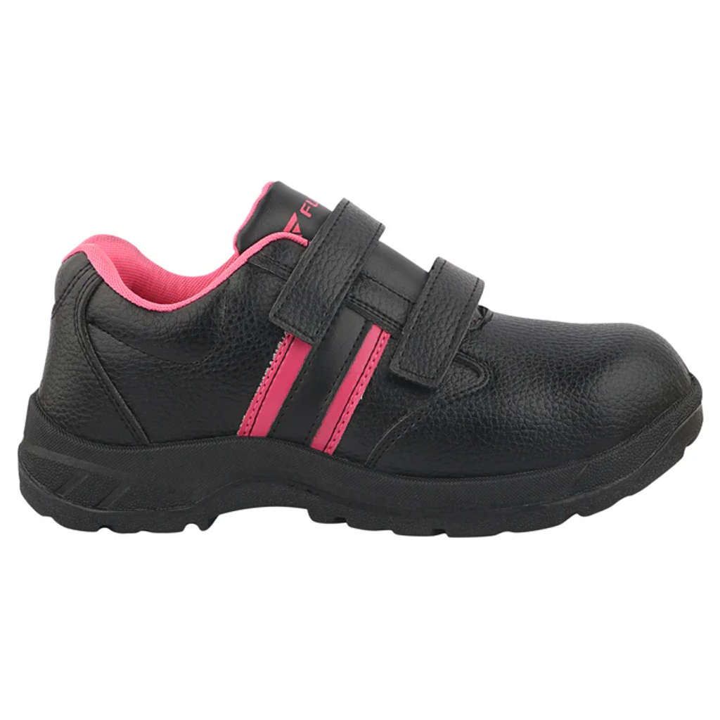 Fuel Riga Leather Safety Shoes For Women Steel Toe Cap With Single Density PVC Sole Black