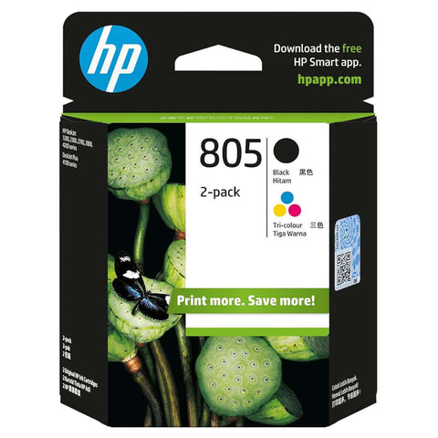 HP 805 Color/Black Original Ink Cartridge Combo Pack Of 2 6ZD32AA 