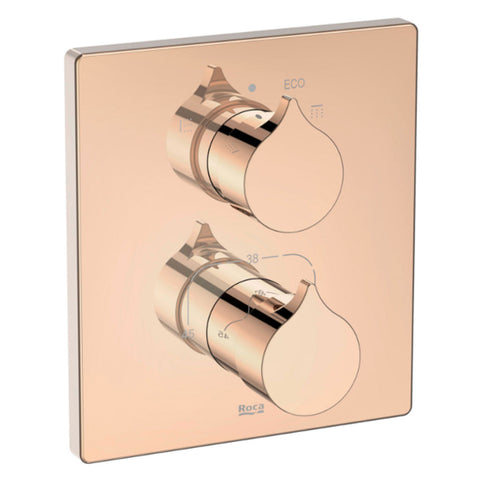 Roca Insignia Built In Thermostatic Bath Shower Mixer With Diverter Flow Regulator Rose Gold RT5A0C3ARG0 