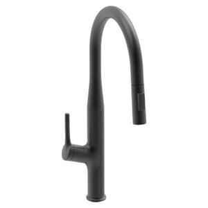 Carysil Kitchen Sink Faucet With Pull Out Spout Sprayer Brass Matte Black ALA 1512 