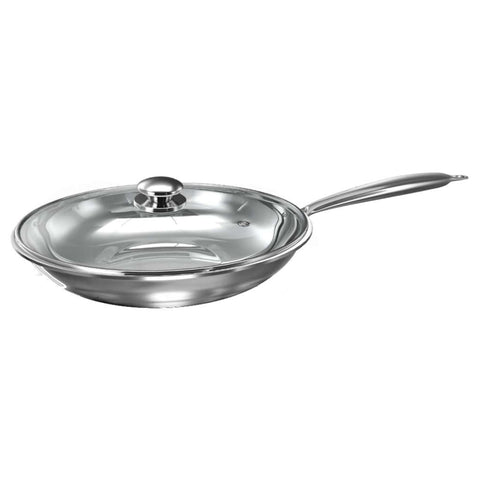 Preethi Metallica Collection Triply Stainless Steel Frypan With Glass Lid 26cm Inuction Base CSW001 