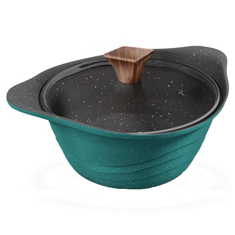 Preethi Die Cast Artistic Collection Non Stick Kadai With Glass Lid 24cm Ocean Green CSW012 