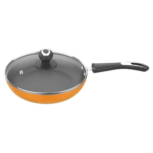 Preethi Dura Collection Non Stick Fry Pan Induction Base With Glass Lid 26cm Turmeric Yellow CSW022 