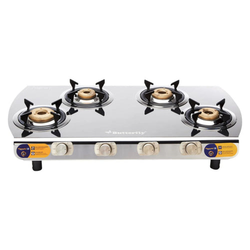 Butterfly Magnum Stainless Steel LPG Gas Stove 4 Burner Silver 