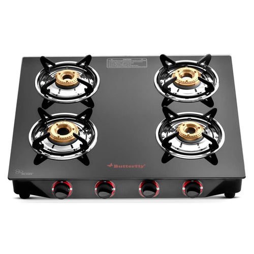 Butterfly Quadro Plus Glass Top Gas Stove 4 Burner 