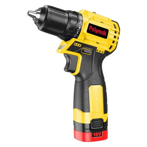 Polymak Cordless Drill Driver 10 mm PM-CDD-16V-2BL 