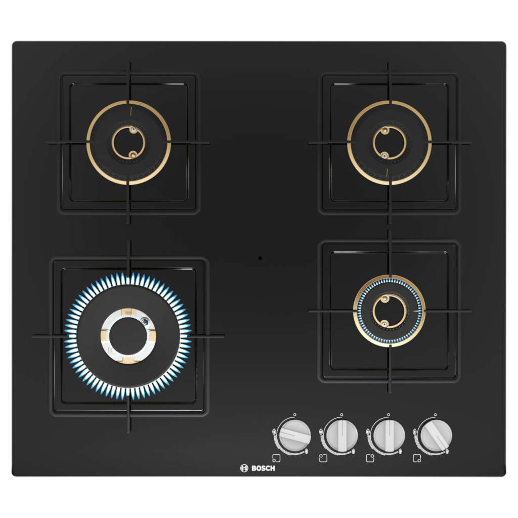 Bosch Glass Top Gas Stove 4 Burner Black PNH6B6F10I 