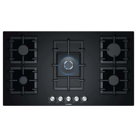 Bosch Glass Top Gas Stove 5 Burner Black PPQ9B6O90I 