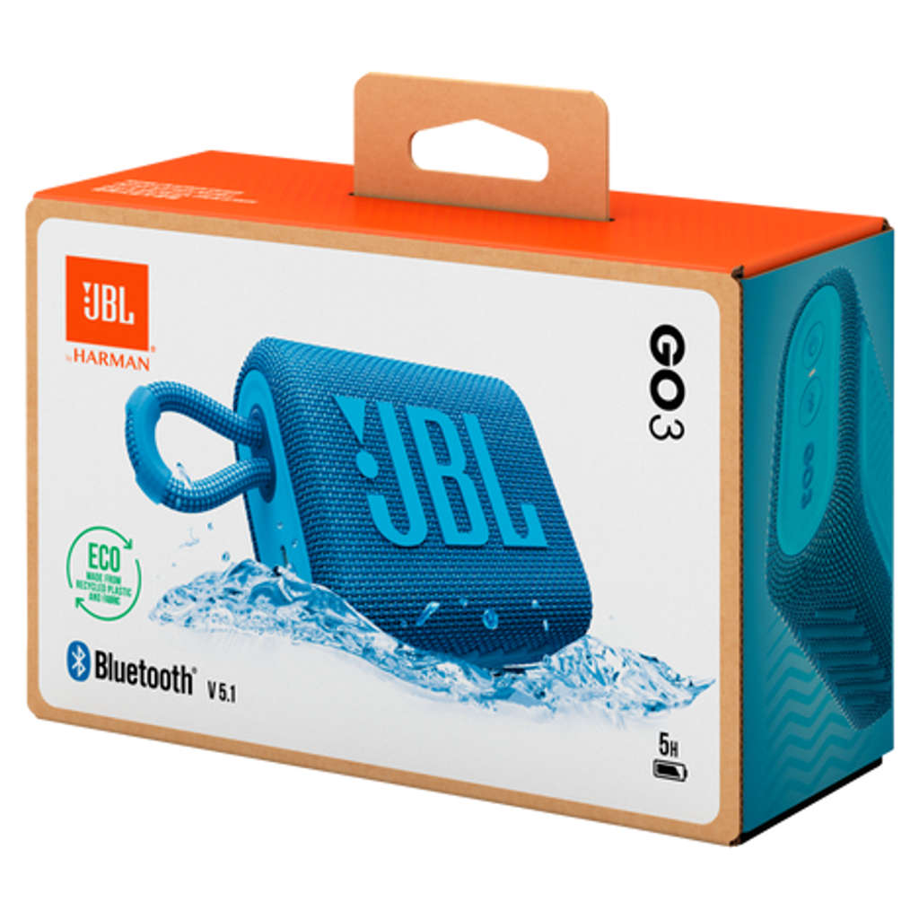 JBL GO 3 Eco Ultra Portable Waterproof Speaker Blue JBLGO3ECOBLU