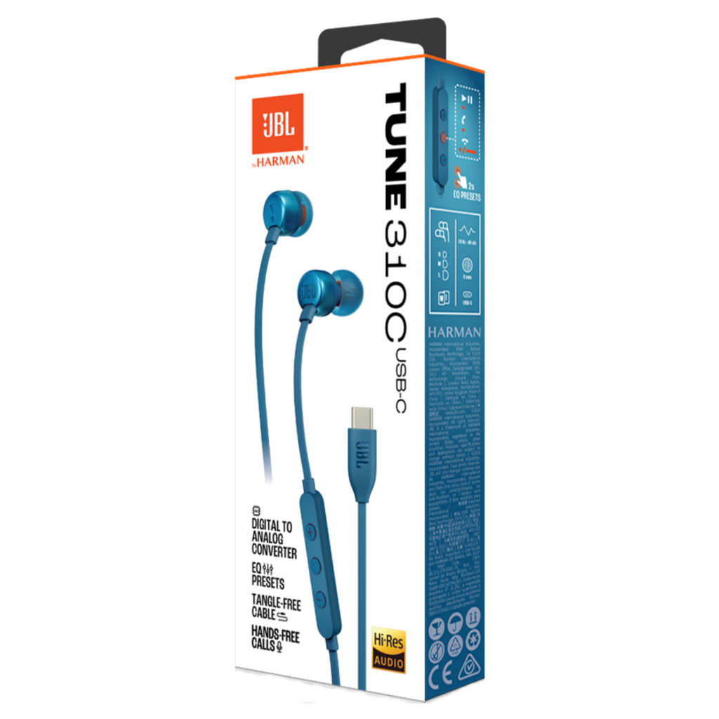 JBL Tune 310C Wired In Ear Headphone Blue JBLT310CBLU