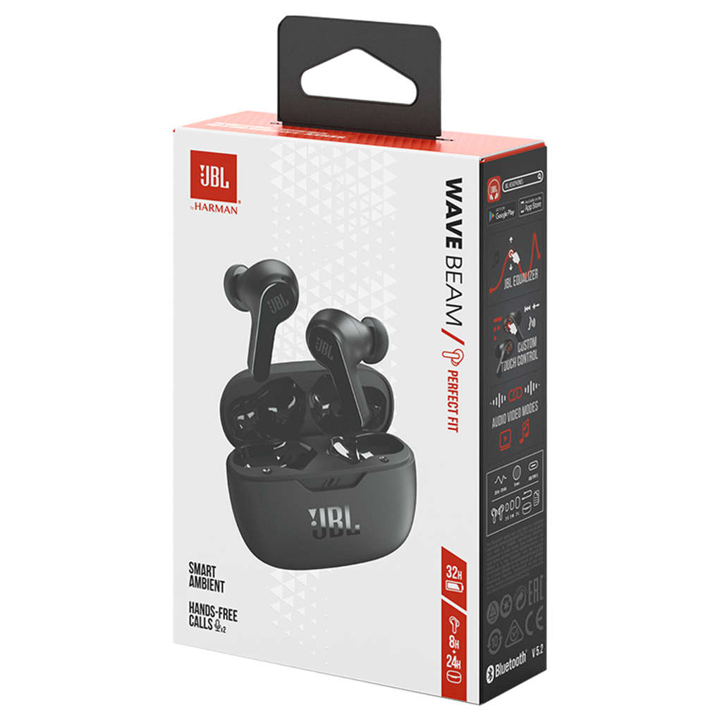 JBL Wave Beam In-Ear True Wireless Earbuds With Mic Black JBLWBEAMBLK