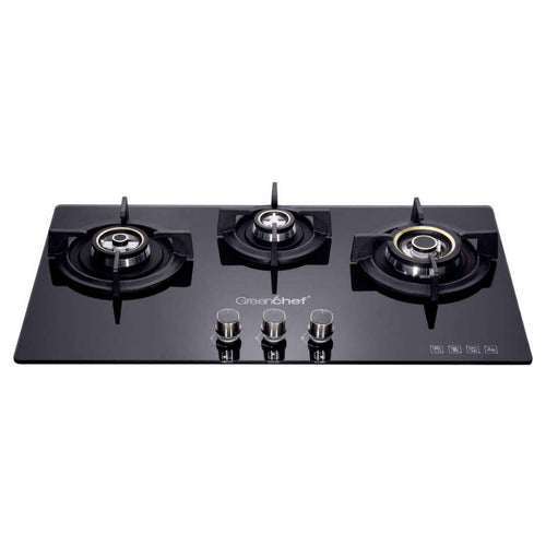 Greenchef GHT3B Hob Auto Ignition Glass Top Gas Stove 3 Burner 