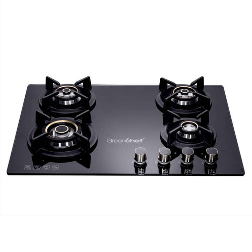 Greenchef GHT4B Hob Auto Ignition Glass Top Gas Stove 4 Burner 