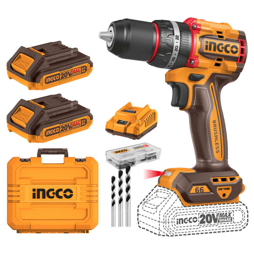 Ingco Compact Brushless Cordless Impact Drill 20 V CIDLI20668 