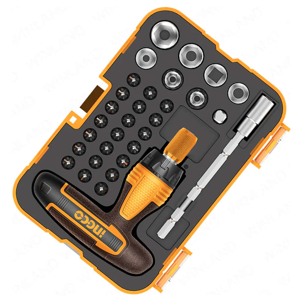 Ingco T-Handle Wrench Screwdriver Set Of 31 Pcs HKSDB0318