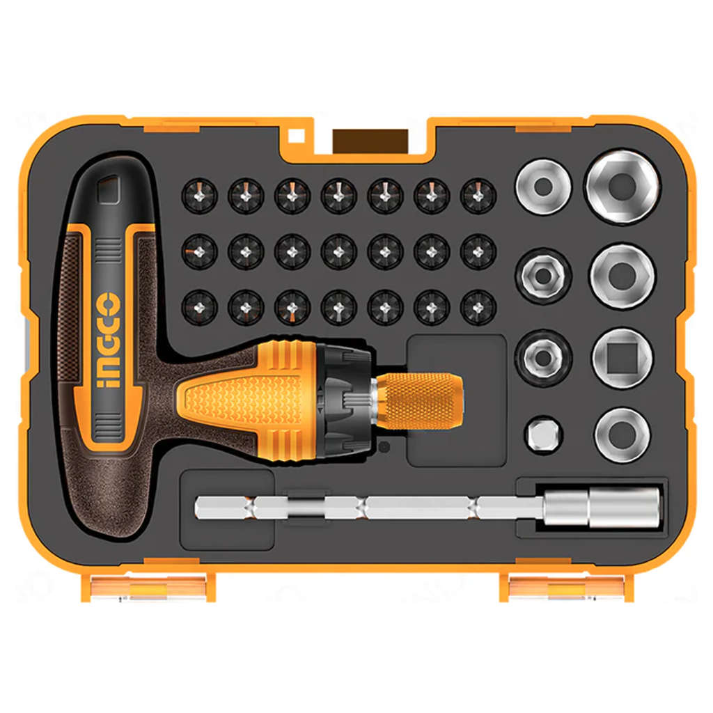 Ingco T-Handle Wrench Screwdriver Set Of 31 Pcs HKSDB0318