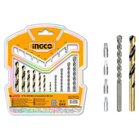 Ingco Drill & Screwdriver Bit Set Of 19 Pcs AKSDB1901 