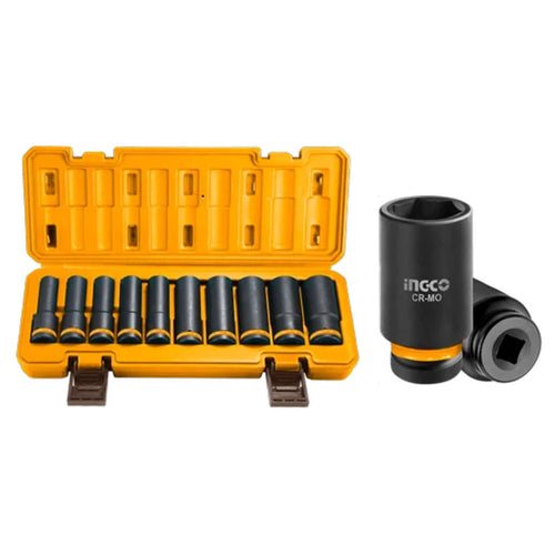 Ingco Deep Impact Socket Set 1/2 Inch Set Of 10 Pcs HKISSD12102L 