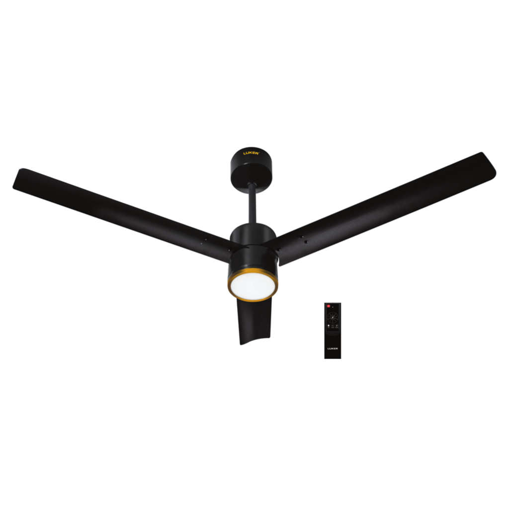 Luker Crown Glow BLDC Ceiling Fan With Remote Control 1200 mm Black-Black-Copper-3 In 1 