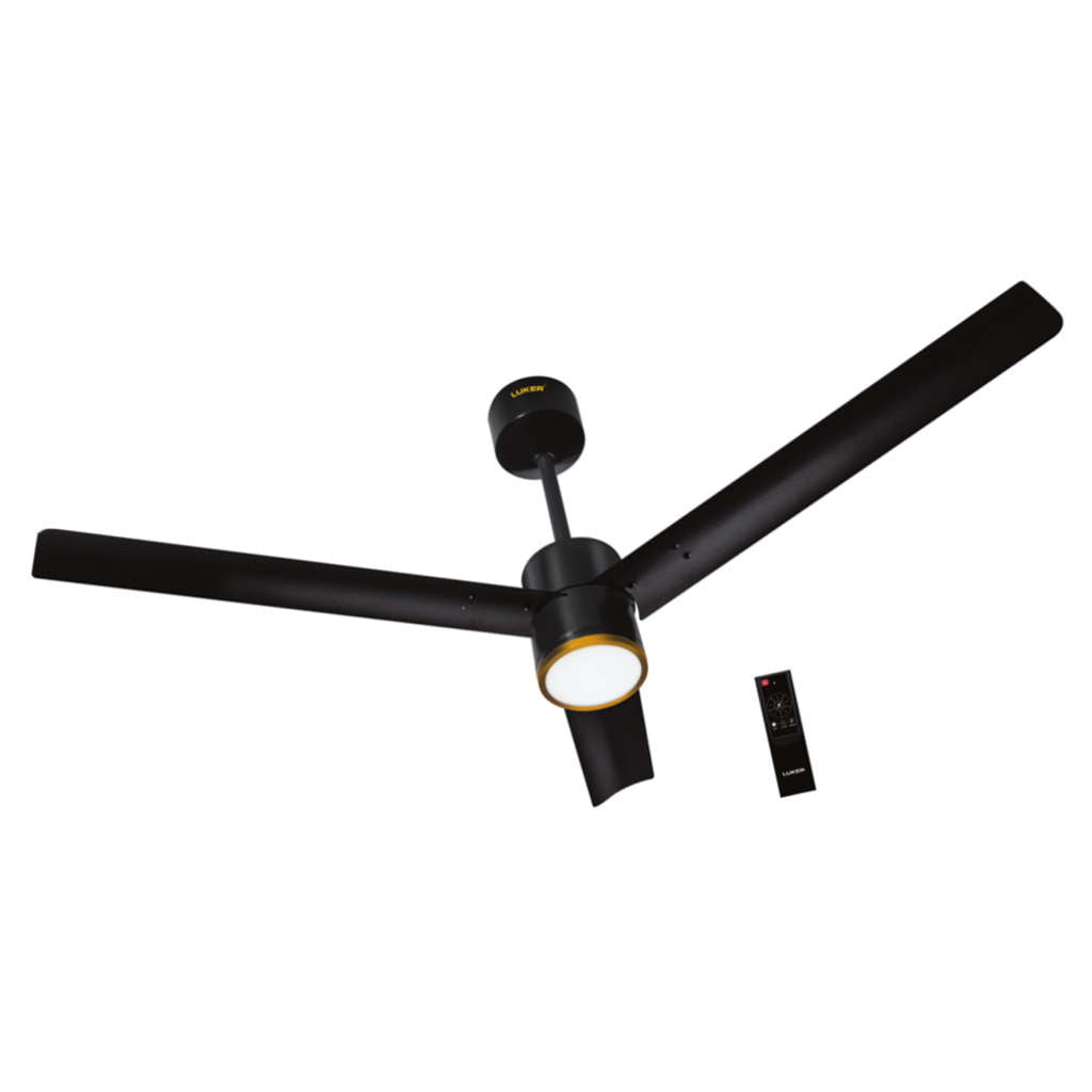 Luker Crown Glow BLDC Ceiling Fan With Remote Control 1200 mm Black-Black-Copper-3 In 1