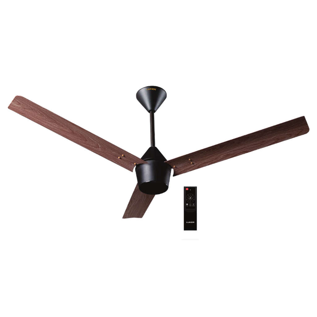 Luker Radial Wooden Range BLDC Ceiling Fan With Remote Control 1200 mm Black Maplewood Black 