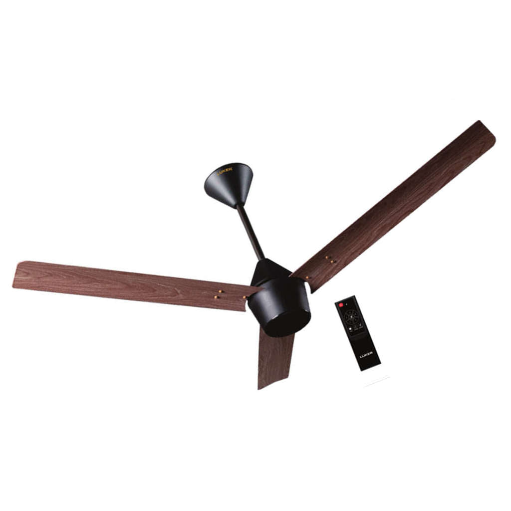 Luker Radial Wooden Range BLDC Ceiling Fan With Remote Control 1200 mm Black Maplewood Black