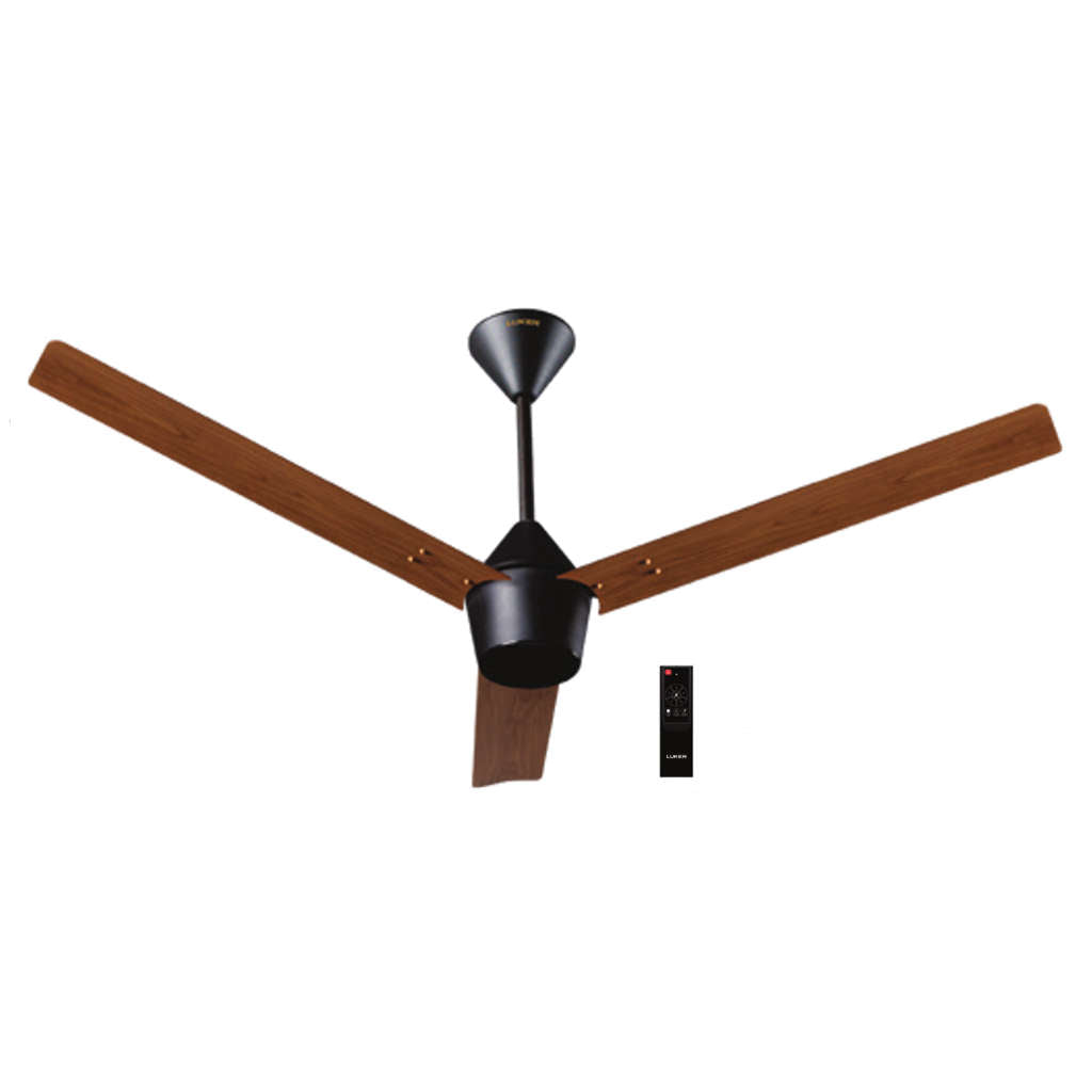 Luker Radial Wooden Range BLDC Ceiling Fan With Remote Control 1200 mm Black Teakwood Black 