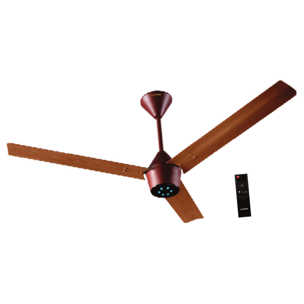 Luker Radial Wooden Range BLDC Ceiling Fan With Remote Control 1200 mm Brown Teakwood Black