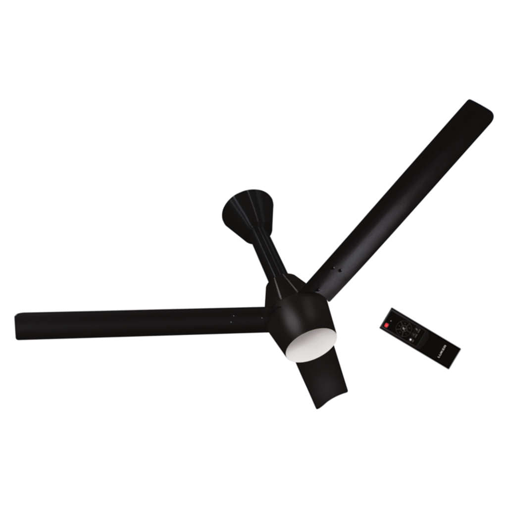 Luker Radial Glow BLDC Ceiling Fan With Remote Control 1200 mm Black-Black-3 In 1