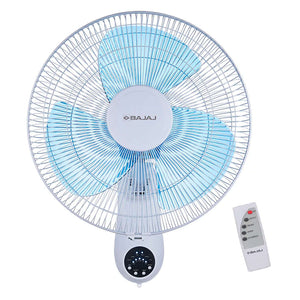 Bajaj BreezeMaster Wall Fan With Remote 400 mm White & Tinted Blue 252141 