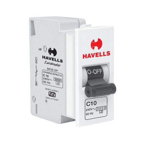 Havells REO 10A Single Pole C Curve MINI MCB DHEMCSPA010 