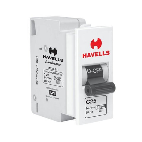 Havells REO 25A Single Pole C Curve MINI MCB DHEMCSPA025 