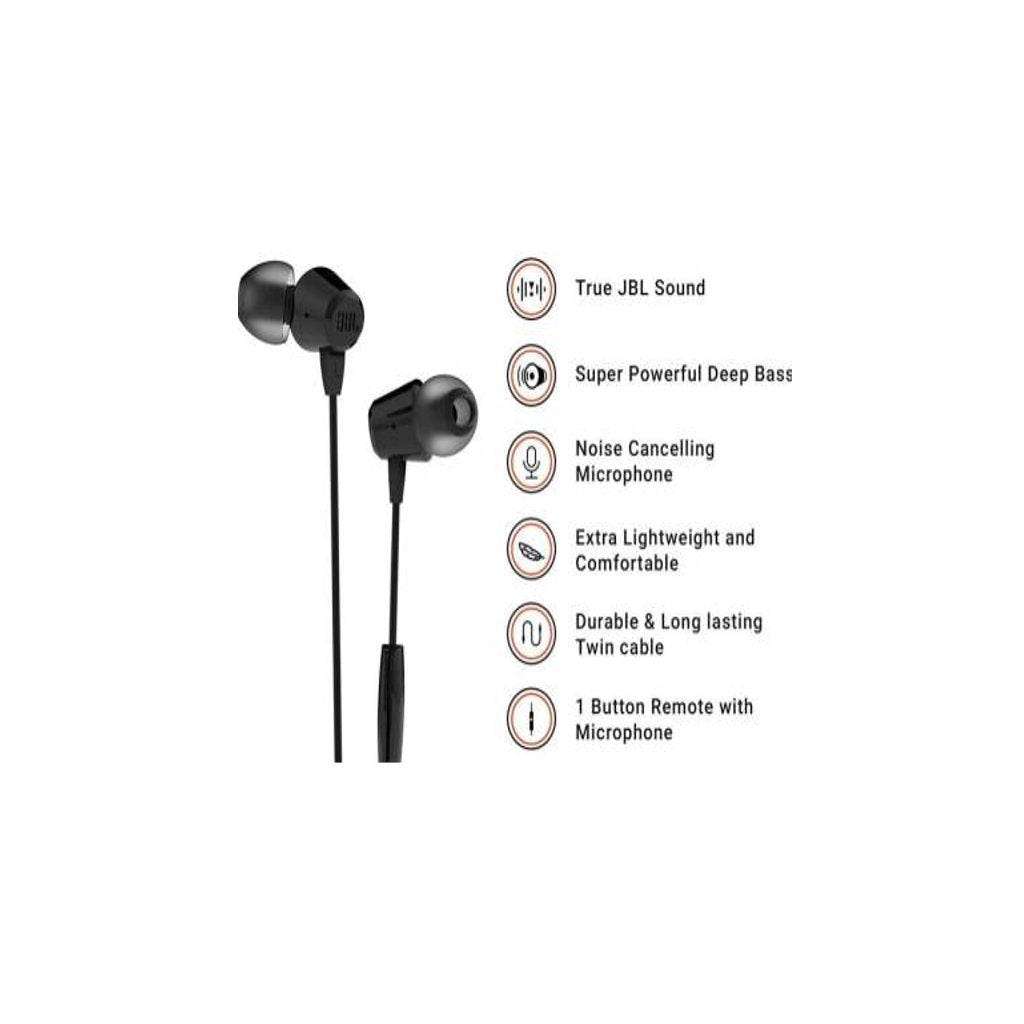 JBL T50HI  Wired In Ear Headphone Black