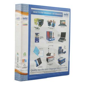 Solo Ring Binder-2-D-Ring With front view Pocket Blue A4 RB 405 