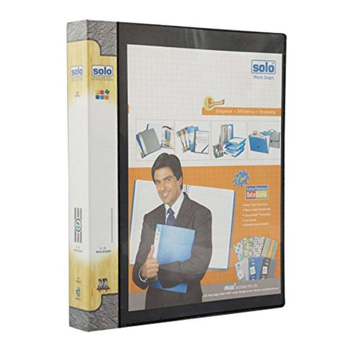 Solo Ring Binder-2-D-Ring With front view Pocket Black A4 RB 405 