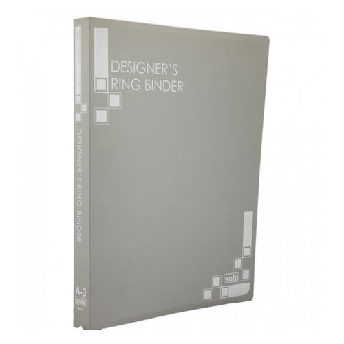 Solo Designer's Ring Binder-4-D Ring Grey A3 RB 434 