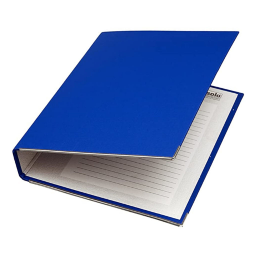 Solo Paper Board-2-D-Ring With Label Pocket Blue A4 RB 902