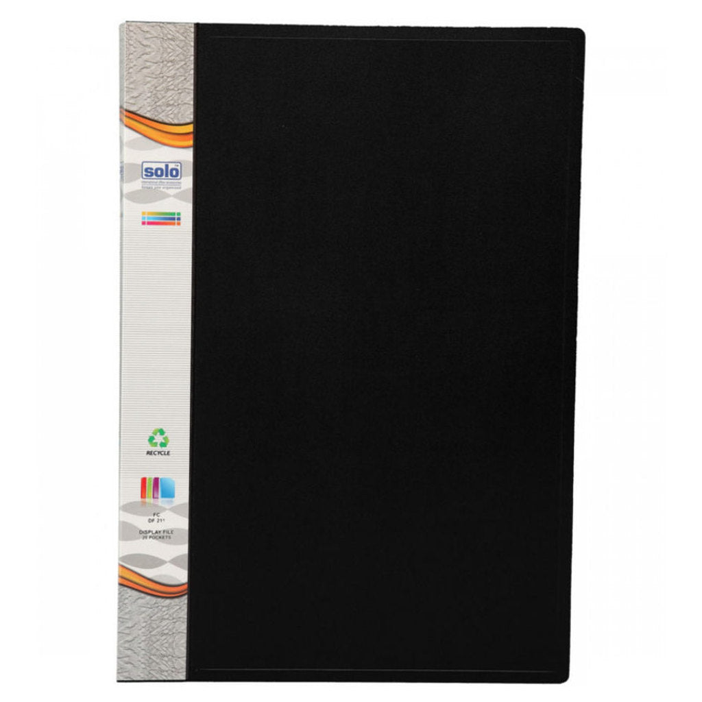 Solo Display File With 20 Pockets Black F/C Size DF 211 