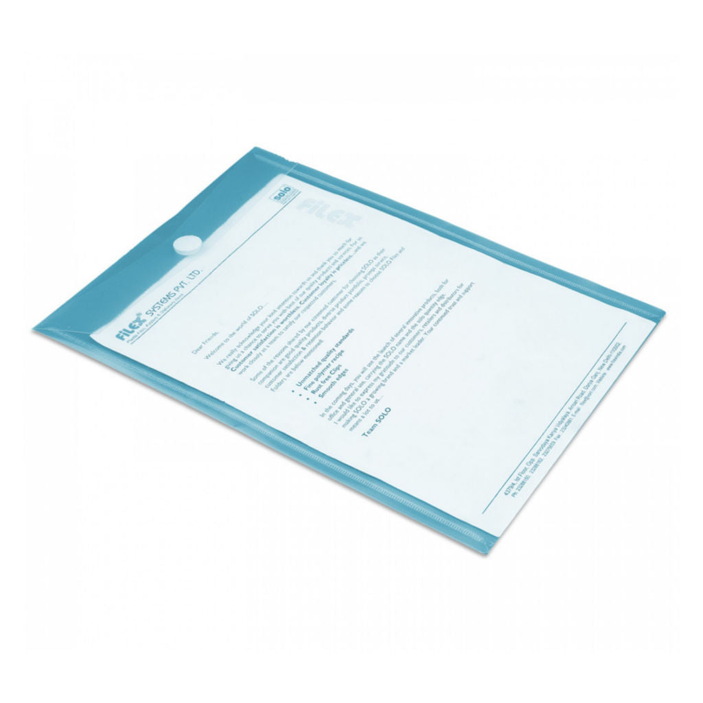 Solo Document Bag With Velcro Closure Transparent Blue A4 CH 109