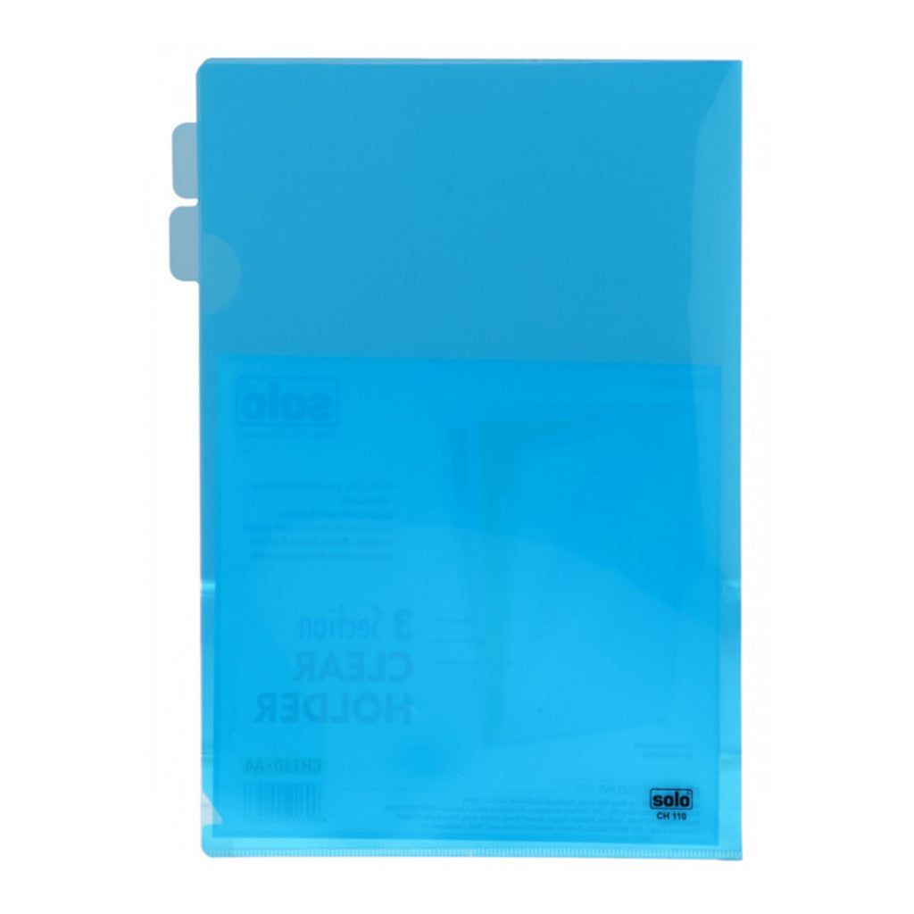 Solo 3 Section Clear Holder Transparent Blue A4 CH 110